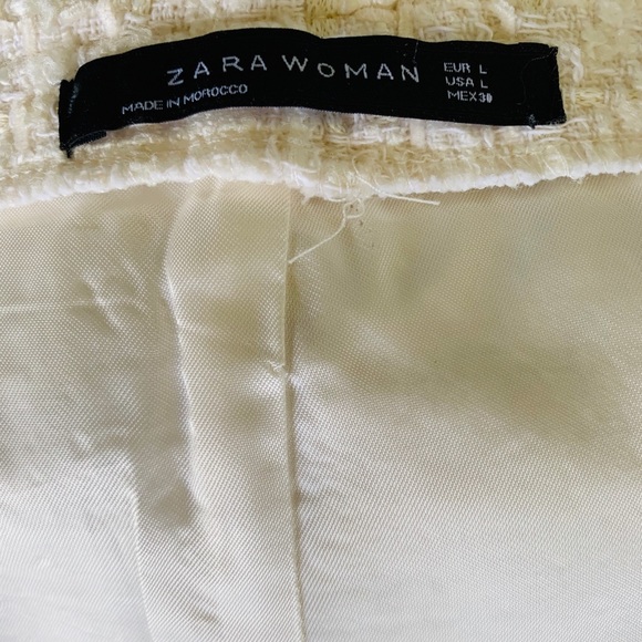 ❌SOLD❌Zara Cream Tweed Silver White Sparkle Skirt - Picture 8 of 8